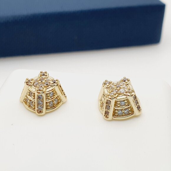 "14K Gold Plated Cubic Zircon Earrings, EVBRS455 - Picture 8 of 9